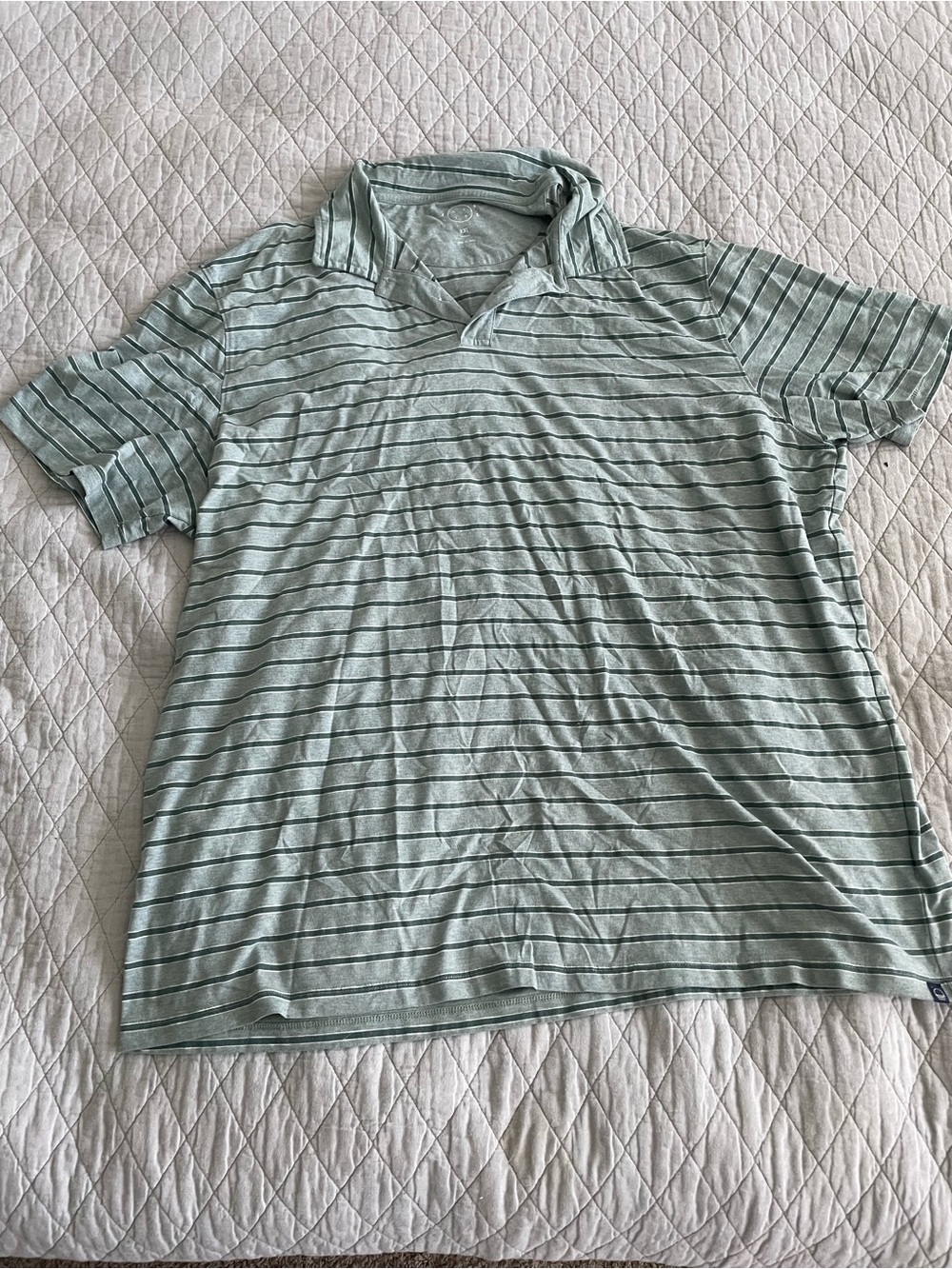 Men's Light Mint Green Striped Polo Shirt